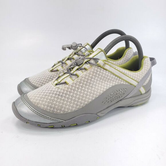 Clarks Drawstring Athletic Lace Up Shoe Womens Size 7 26069731 White Gray Green - Picture 1 of 9